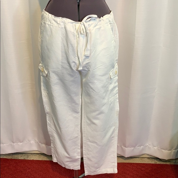 white linen cargo pants